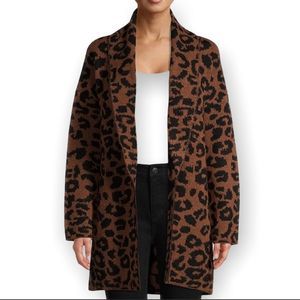 Time and Tru Brown and Black Leopard Print Cardigan Sweater Size Medium (8-10)